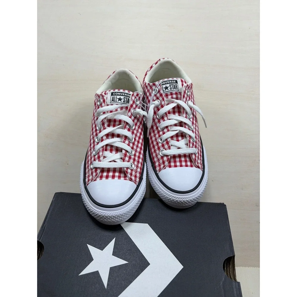 Converse CTAS Street Slip Red White Gingham Sneakers Size 5 NEW